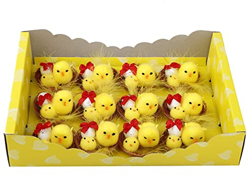 Lazzboy Ostern-Küken Nette voll gelbe Küken der Ostern-Küken für Kinder, Osterei-Mützen-Dekoration 12pcs (Yellow, One Size)