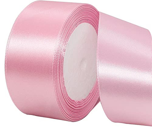 Nastro di raso rosa pastello da 22 m, larghezza 40 mm, nastro rosa macaron, nastro regalo in tessuto, nastro di Natale, confezione regalo, cesto per capelli, San Valentino, decorazione natalizia