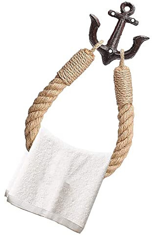 CHAMEEN Vintage Toilettenpapierhalter Klopapierhalter Seil Handtuchhalter Seil Wc Badezimmer Mit Bohren Schwarz