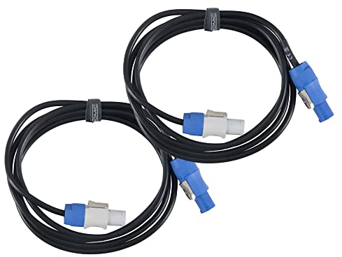 Pronomic Power Twist 2.5 Stromkabel Set - 2 Kabel zur Stromversorgung von Aktiv-Lautsprechern und Scheinwerfern - PowerCon-kompatible Stecker - Kabel (H05VV-F) m. 3x 1,5 mm² - Länge: 2,5 m - Schwarz