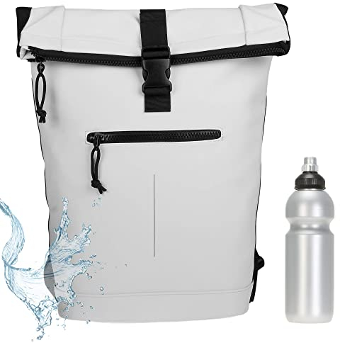 New Rebels Rucksack Plane TIM Bag Kurierrucksack Roll-up Fahrradrucksack Sport Fitness + Flasche bagboom (Hellgrau 08)
