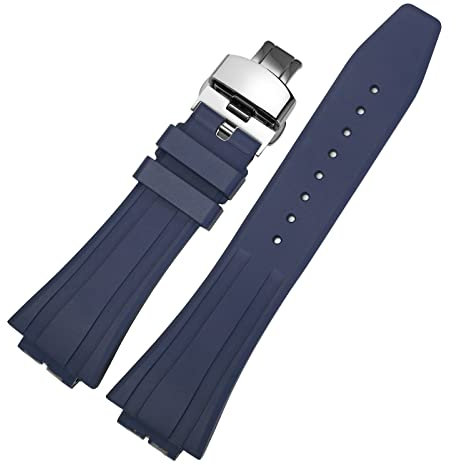 Korlexchi Bracelet de Montre pour GM5600 pour Homme Compatible avec Casio, Bandes pour G-shock GM-5600B, Libération Rapide, Caoutchouc Fluoré, avec Outils (bracelet bleu + boucle argentée)