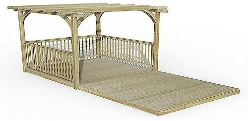 Forest Garden Ultima Pergola and Decking kit 4.8m with 3 x Balustrade