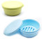 Philbinden Travel Soap Container, 2 Pack Round Plastic Soap Holder with Leak-Proof Lid Keep Bar Shampoo and Bar Conditioner Dry Travel Soap Case for Business Trip Bathroom Gym Shower (Blue+Yellow)