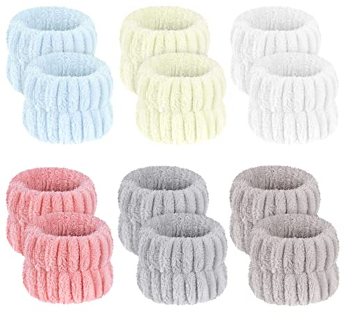 AOOWU Handgelenk Waschband, Elastisches Mikrofaser Gesicht Wasch Kosmetik Haarband, Spa Armbänder Zum Saugfähiges Schweissband für Frauen Mädchen, Makeup Handgelenk Gesichtshautpflege(6 Paar)