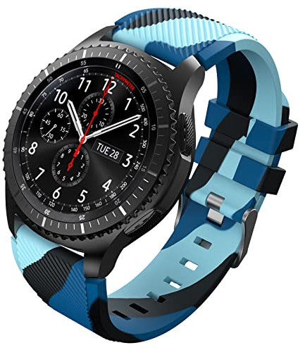 FunBand Cinturino Compatibile con Galaxy Watch 3 /Galaxy Watch 46mm, 22mm Orologio Intelligente con Motivo Mimetico Cinturino in Silicone sportivoSamsung Gear S/Gear S3 Classic/Frontier SmartWatch