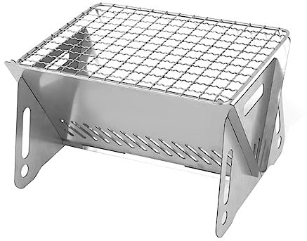 NUZAMAS Stainless Steel Grill Portable Mini Camping Grill Round Charcoal Grill Outdoor Camping Tool for Picnic Hiking Cooking BBQ