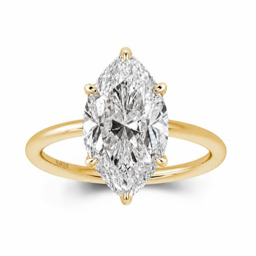 RODIFFY Bague de fiançailles marquise 3,5 carats avec oxyde de zirconium de qualité AAAAA pour femme, argent S925, bijou de mariage