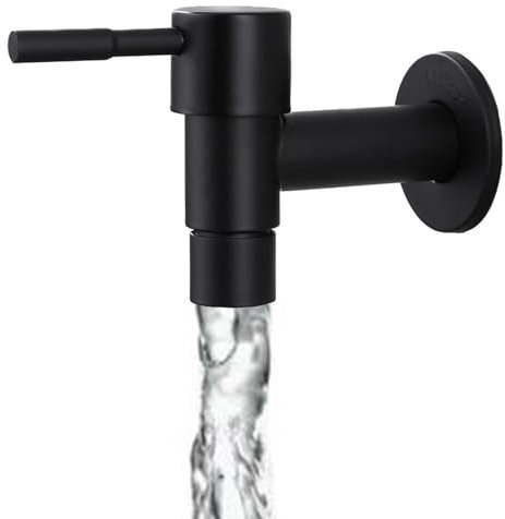 ROROJOYMA Kaltwasser Wandventil,G1/4in Waschmaschine Wasserhahn,Wandmontage Spültischarmatur,Für Badezimmer, Waschbecken, Balkon, Küche, Garten (Schwarz)