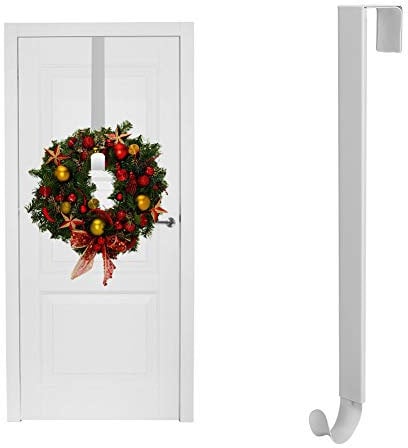 Tomotato Kranz Türhaken, Metall Kranzaufhänger Oster Weihnachtsstrumpfhalter Verstellbare Kaminsims Haken zur Dekoration für Die Haustür, Kratzfeste (Weiß)