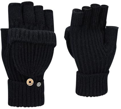 Fulidngzg Warme Handschuhe Damen Finger Klappbar mit Fingerkappe Winterhandschuhe Damenhandschuhe Thermo Ohne Halbfinger Winter Teenager Mädchen Fingerlose