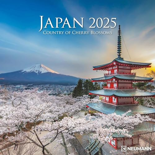N NEUMANNVERLAGE - Japan 2025 Broschürenkalender, 30x30cm, Wandkalender mit schönen Motiven aus Japan, Mondphasen, viel Platz für Notizen und internationale Feiertage/Kalendarium: Country of Cherry Blossoms