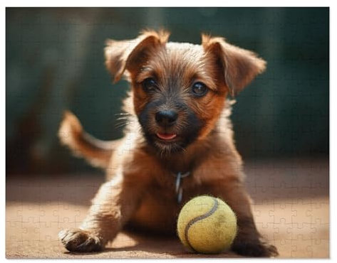 1000 Pieces Jigsaw Puzzle for Adults Dog Playing With Ball,Norfolk Terrier Animal Puzzle, Kids Puzzle Decompress Toys Leisure Games DIY Home Decoration Gifts for Friends