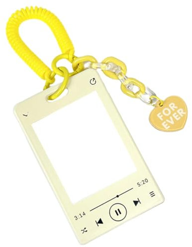 runrayay Music Player Kpop Photocard Holder, Acrylic Card Sleeves, Picture Frames, Top Loaders for Cards, 3X4 Inches, Photo Card Holder Keychain Kpop, Kpop Album - Yellow