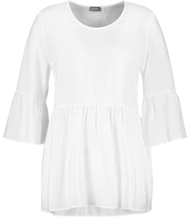 Samoon Damen Ausgestellte Bluse mit Volants 3/4 Arm unifarben white 48