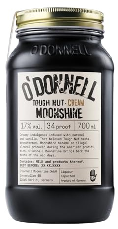 O'Donnell Moonshine – Tough Nut Cream | Single Jar 700ml | 17% ABV | Premium Cream Liqueur Gift in Mason Jar