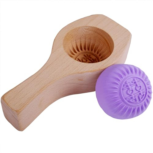 Soulnioi Moules à beurre en bois 3D en forme de lune pour presser les petits pains, la pâtisserie chinoise traditionnelle, les desserts 3,5 cm