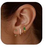 JeweBella 3 Paires Boucles d'oreilles Argent 925 pour Femme Plaquée Or 14 Carats Petites Clou d'Oreilles Mini Boucles d'Oreilles Créoles pour Plusieurs Piercings Oreille Cartilage