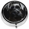 Pillendose, schwarzer Schnauzer-Hund, rund, für Geldbörse, Tasche, 3 Fächer, Medikamenten-Organizer, kleiner Metall-Pillenbehälter, tragbare Reise-Pillendose für Vitamine, Fischöl,