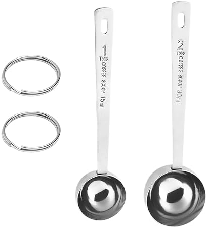 2 PCS Coffee Measuring Spoons, 2 PCS Keychains, Stainless Steel Coffee Spoons, Long Handle Coffee Measuring Spoons, Round Tip Measuring Spoons, Graduated Coffee Measuring Spoons