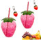 2Pcs Strawberry Cups with Lid Straw Portable Cute Drinking Cup Lovely Water Bottle Cold Beverage Mug