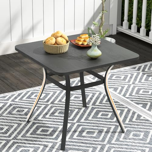 GIANTEX Esstisch für Balkon, 80 x 80 x 73 cm, quadratischer Bistrotisch aus Metall für 4 Personen, mit 4 gebogenen Beinen, Outdoor-Tisch für Garten, Terrasse, Schwarz