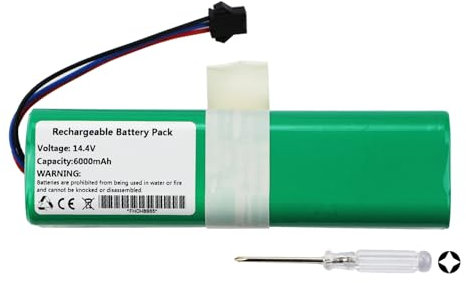 K KYUER 6000mAh Ersatz Saugroboter Akku für Coredy L900/ L900W/ L900X Lydsto R1/R1 Pro/ S1/ S1 Pro/Coredy G2/ L900 Robotic Vacuum Cleaner with Tools 14.4V