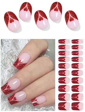 Wahrshei Nagelfolien | Red Glitter UV Gel Nagelfolie | Nagelfolie Selbstklebend | Gel Nail Stickers, Gellack Wraps für Nagel