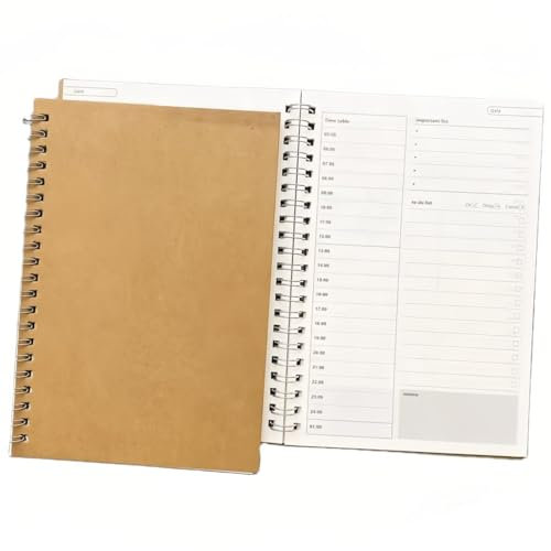 NJCXOLA Kalender 2024 2025 Terminplaner 2025 Kalender 2025 Tagesplaner-Loseblattbuch mit Softcover, 13cm x 19cm, 60 Blatt pro Buch, Braun