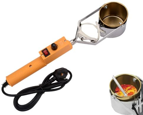 BDJSN 600g Portable Tin Melting Pot, 300W Electric Handheld Soldering Furnace With 150-450℃ Temperature Control, 360° Direction Adjustment, 60mm Depth Crucibles, for Fishing, Craft, DIY