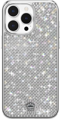Velvet Caviar Designer Bling Case Compatible with iPhone 14 Pro Max - Luxury Rhinestone Diamond Phone Case (Sparkly Crystals, Chrome Base)