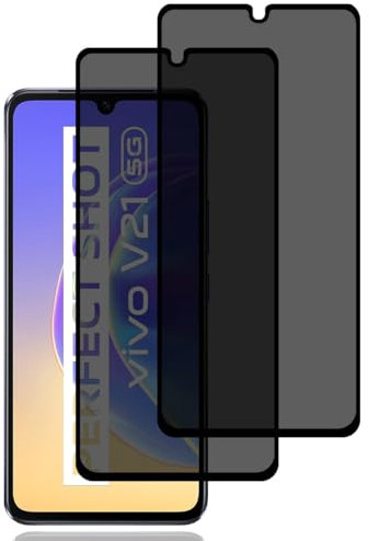 BCHKLAI Verre Trempé Anti-Espion pour Vivo V21 5G [2 Pièces], Protection D'écran Anti-Espion, Protecteur D'écran Confidentialité, 9H Dureté, Anti-Rayures, Privacy Protecteur Écran pour Vivo V21 5G