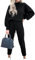 Constituient.us Reise-Set für Damen, 2024, Trainingsanzug, Trainingsanzug, 2-teiliges Lounge-Set mit Tasche, Reiseflughafen-Outfit, Schwarz , 3XL
