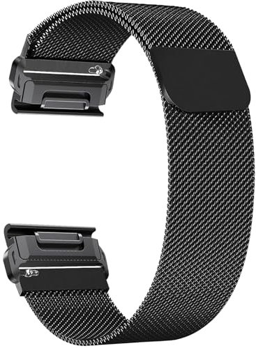 ZoRoll Armband QuickFit 20 mm Kompatibel mit Garmin Fenix 8 43mm/Fenix 7S Pro Solar/7S/6S/6S Pro/5S/5S Plus, Edelstahl Ersatzarmband Mesh Metall Uhrenarmband für Garmin Descent Mk3S/Mk2S - Schwarz(S)