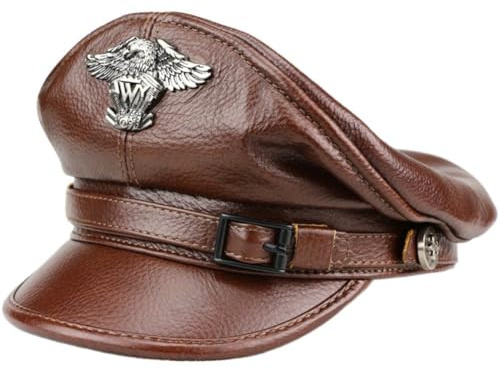 Baokuan Matrosen-kapitän-Hut, Retro-militärkappen Für Herren, Verstellbare Leder-flachhüte, Europäische Amerikanische Lokomotive, Chapeau-Party-kostüm