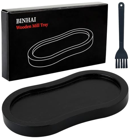 BINHAI Black Salt and Pepper Mill Tray, Pepper Grinder Wood Rest, Work Surface and Dining Table Protector (Pepper Mill not Included)