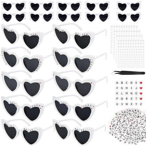 SelfTek DIY Herz Brille, 10 Stück Herz Sonnenbrille Partybrille Herzform Brille, JGA Brillen für Fans 1989 Ära, Sonnenbrille Herzform für Party Hochzeit Karneval