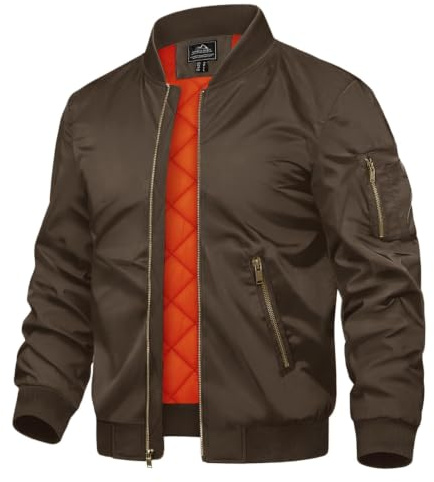 TACVASEN Herren Übergangsjacke Bomberjacke College Jacke Fliegerjacke Basic Freizeitjacke mit Reißverschlusstaschen