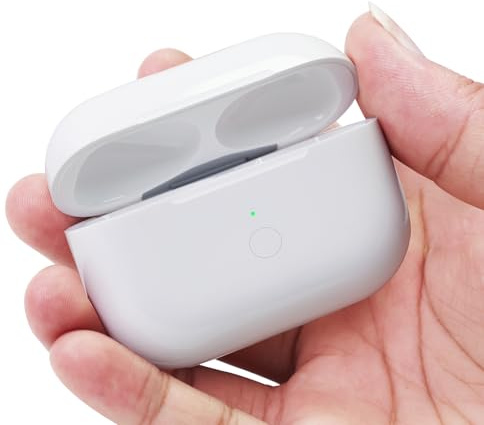 Kabellose Ladehülle für Air Pod Pro 1. und 2. Generation, Ersatz-Ladehülle, für AirPods Pro 1. 2. Generation, unterstützt Bluetooth-Synchronisationskopplung, hintere Taste, Weiß (ohne Ohrhörer)