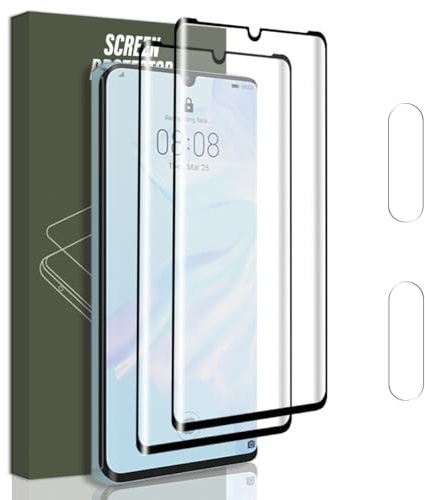 Jewloofa Protector Pantalla para Huawei P30 Pro (6.47) Cristal Templado, 2+2 Piezas, 9H Dureza Vidrio Templado y Protector cámara, HD/Anti-Arañazos, Película Protectora para Huawei P30 Pro (6.47)