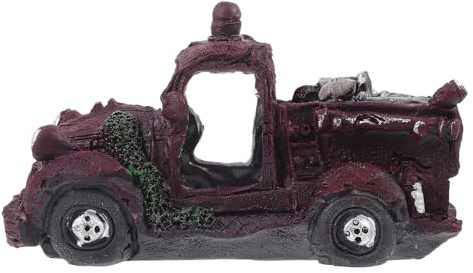 Auto aus Kunstharz Aquariumdekoration mit Versteck für | Braun, Tippsicheres Design, für Schildkrötenbecken und Setup Weihnachten Feier