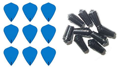 3 Sets of Ruthless R4X (Standard/Slim/Pear/Kite) Dart Flights Plus 3 Sets of Black Nylon Dart Flight Protectors (Blue Kite)