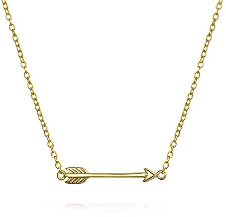 Kleine Danity Sideways Amor Pfeil Anhänger Halskette Für Frauen Freundin Teen 14K Gold Plattiert .925 Sterling Silber