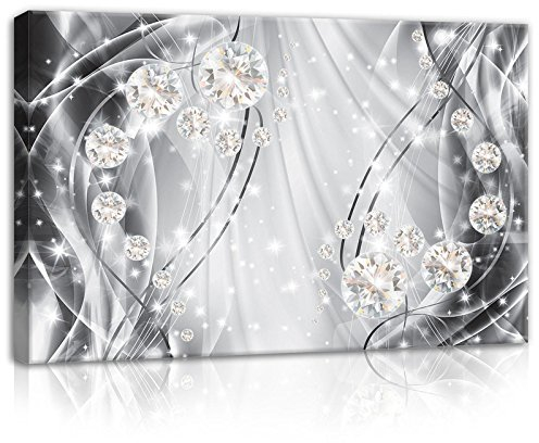 Forwall - Leinwand Bilder - Abstrakt Diamanten Silber Glamour - 60x40 cm Leinwandbilder - Bild auf leinwand - Wandbild XXL groß Wandbilder für Wohnzimmer Schlafzimmer Wohnzimmerbilder Modern