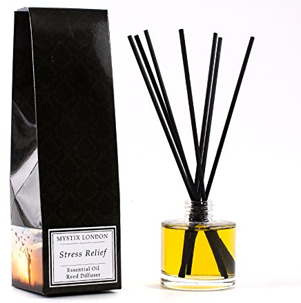 Mystix London Essential Oil Reed Diffuser | Stress Relief Blend | Natural Aromatherapy for Relaxation & Calm | Safe & Long-Lasting | 200ml Bottle