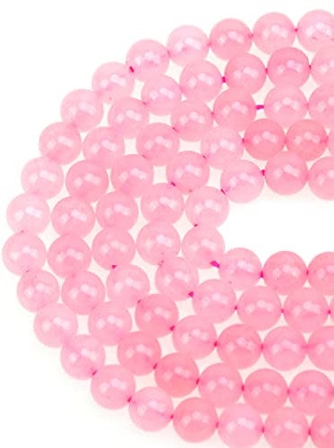 LPBeads 100PCS 8mm Natural Rose Quartz Beads Gemstone Round Loose Beads for Jewelry Making with Pink Stretch Cord