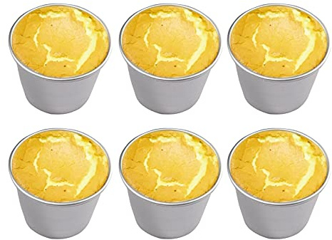 Set of 6 Nonstick Individual Tumblers Popovers| Chocolate Molten Pans| Pudding Cups| Raspberry Souffle Pot| Darioles Ramekins Brownies Mold - Size 3 Inches