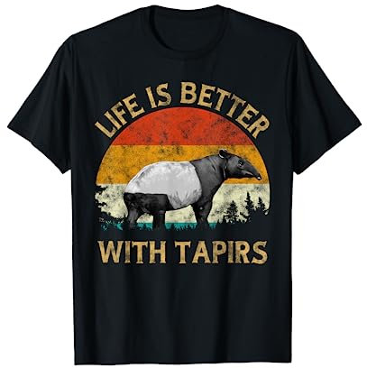Tapir Lover Retro Vintage Tapir Sunset Tree Life With Tapirs T-Shirt