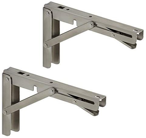 1 Paire Équerre d'étagère Support d'étagère Pliable Charge Lourde Véritable acier (200 x 120 mm) Capacité de charge jusqu’à 150 kg pour Montage mural, Console murale de SO-TECH®