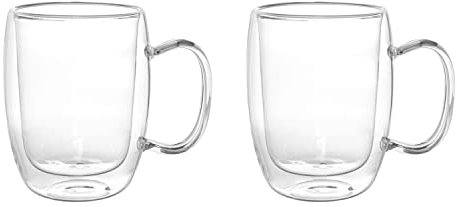 KASANOVA Set 2 mug da 280 ml, in vetro borosilicato da 12x8,5x11,5 cm